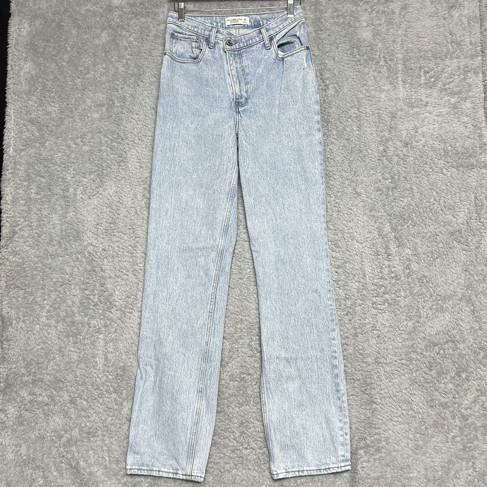 Abercrombie Fitch Jeans Womens 26 2L Blue 90s Straight High Rise Criss Cross